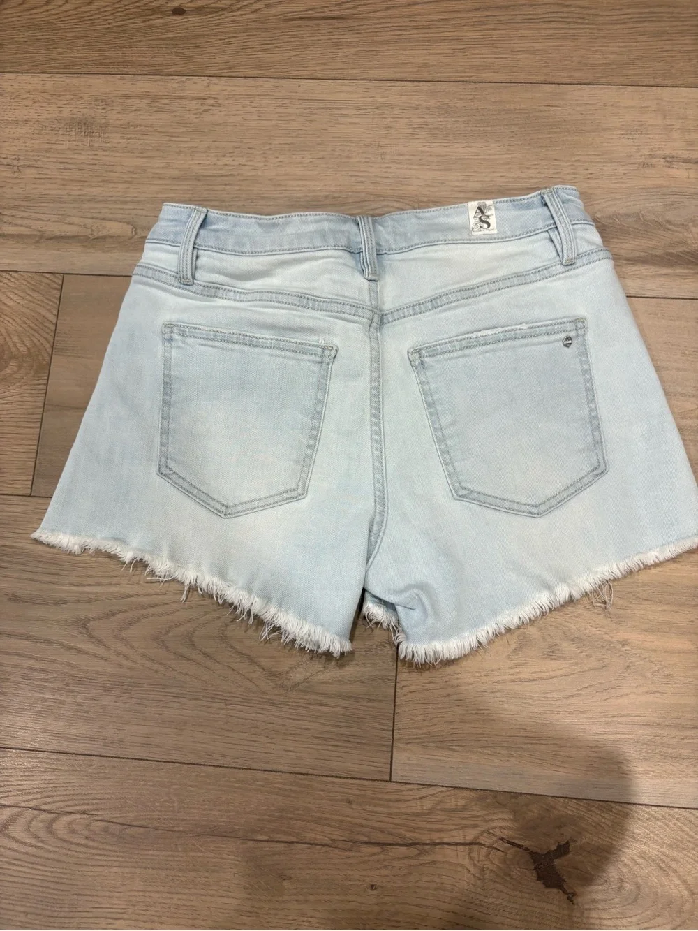 Altar'd State Light Blue Distressed Hem Denim Shorts